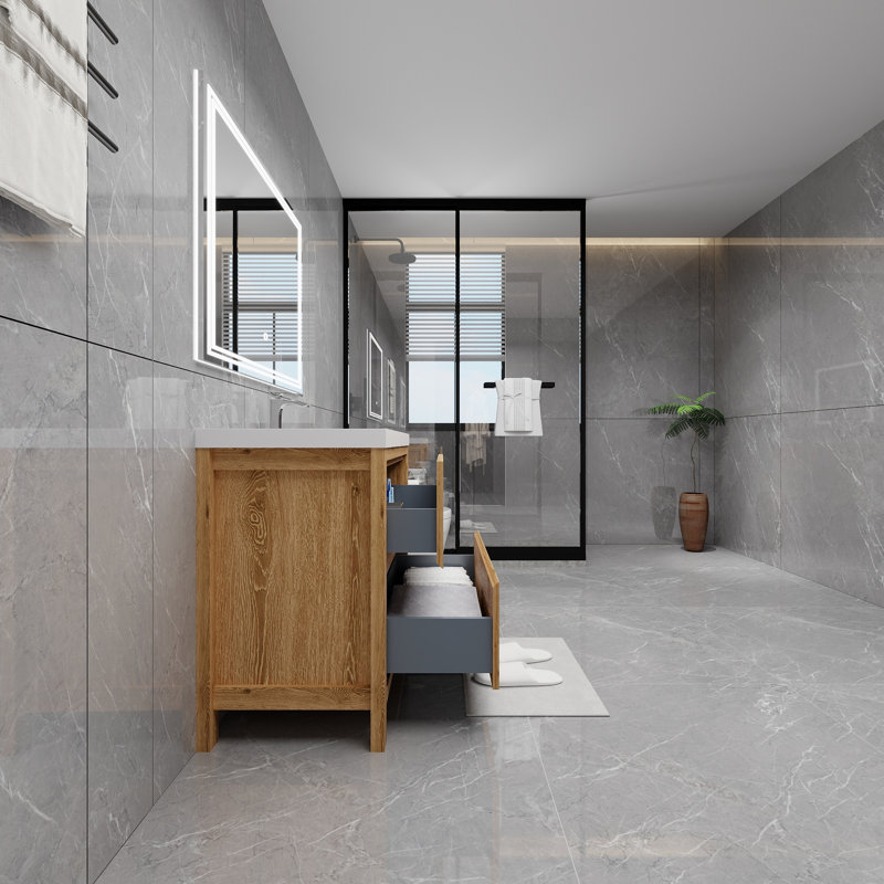 Meuble-lavabo simple avec plateau 41,5 po Cassopolis, Bois jaune