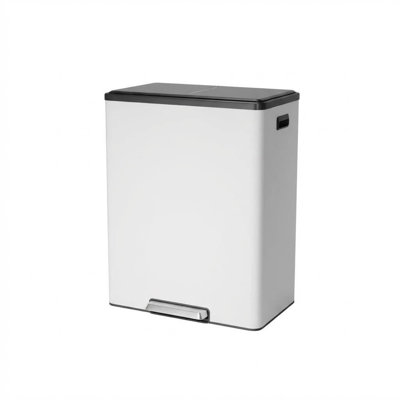 60L Dual Compartment Trash Can with Soft Close Lid, Stainless Steel Garbage Bin with 2 Removable Buckets for Kitchen Recycling