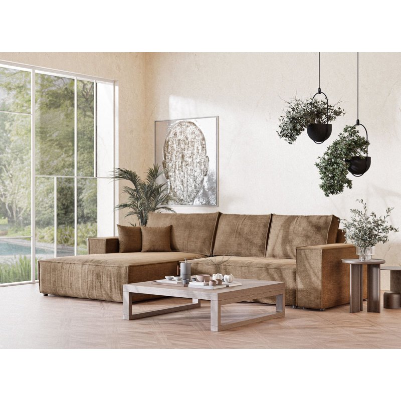 5 Seater Reclining Corner Sofa , Left Hand Facing, Brown Polyester/Chenille