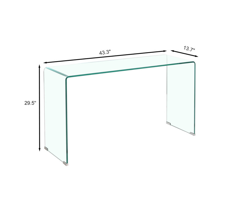 Console moderne en verre trempé transparent, canapé d'entrée avec rebords arrondis | Idée de cadeau