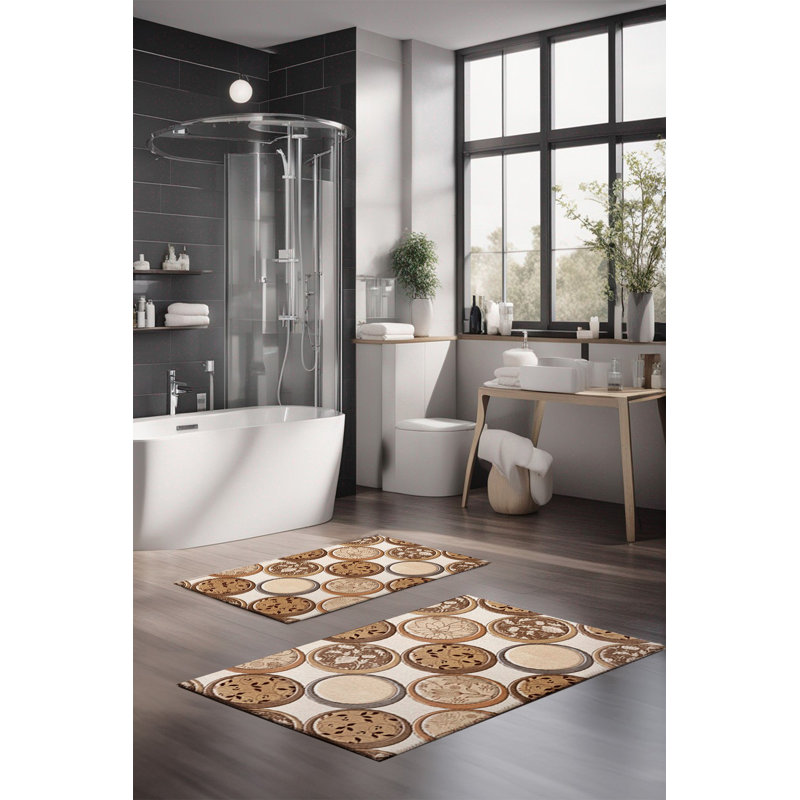 Eakly Luxury Bathmat Set (2 Pieces), 100% Polyester, 16.0 x 23.6 inches & 23.6 x 39.4 inches | Non-Slip Antibacterial Design, 0.3 in Pile Height | Machine Washable, Durable & Easy to Clean | Ideal for Bathroom Décor