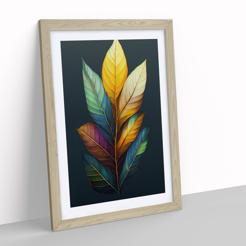 Serene Leaves - Single Picture Frame Print, 46cm H x 34cm W x 2cm D, Oak