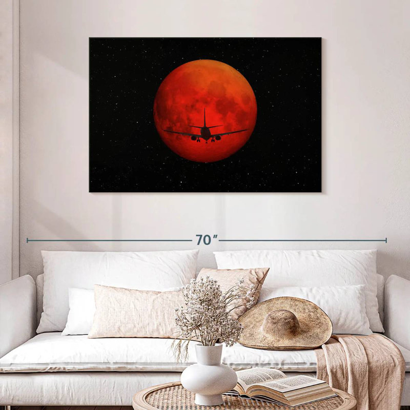 Oberle Red Dark Airplane, 30" H x 45" W