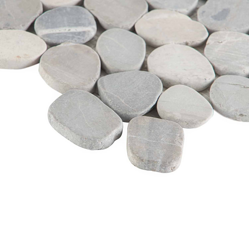 Nature Round Lovina Pebble Mosaic Tile, Pram Gray