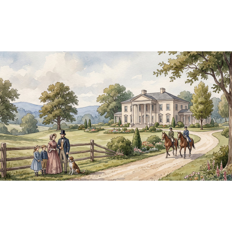 Papier peint Pastoral Landscape Mansion, 120"x96", Non-Woven Nonpasted