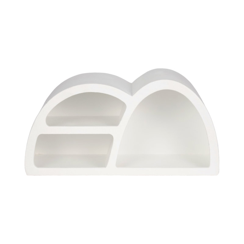 Latitude Run® Elegant 24" Curved 3-Shelf MDF White Wall Storage: Transformative Home Decor Solution For Efficient Organization And Style
