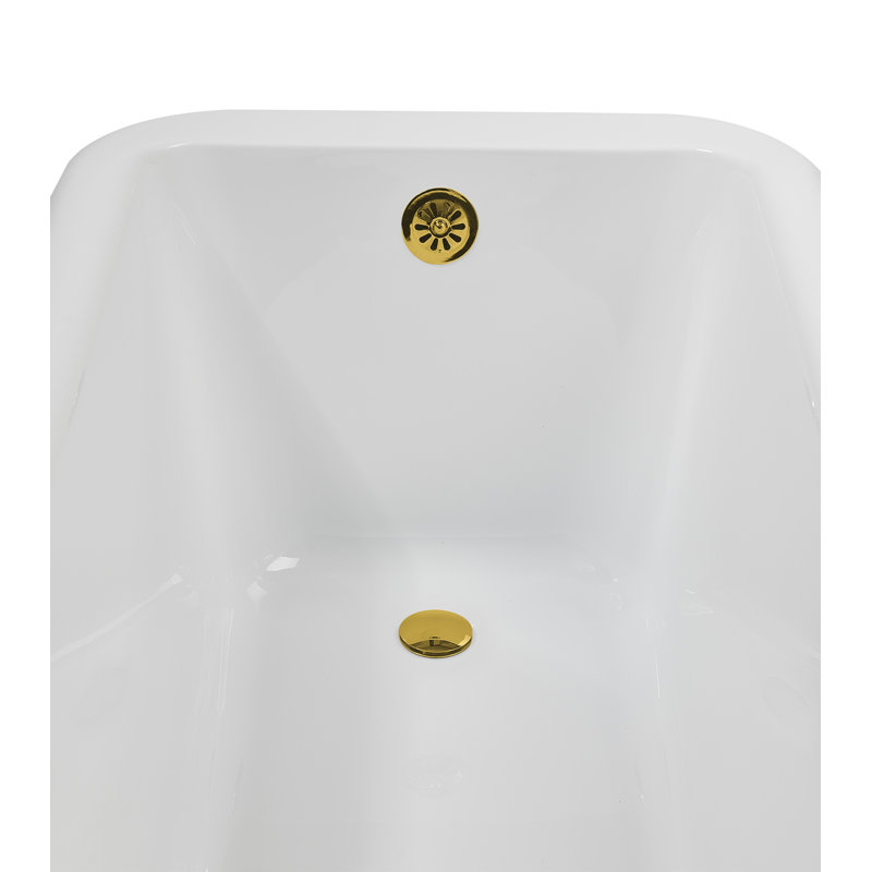 62" Streamline Clawfoot Tub,Tray,Drain, Clawfeet, Brushed Gun Metal, Polished Gold