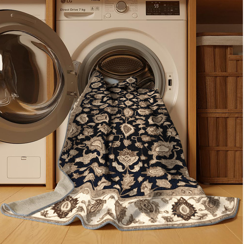 Tapis persan gris lavable à la machine, Rectangulaire 8 pi x 12 pi
