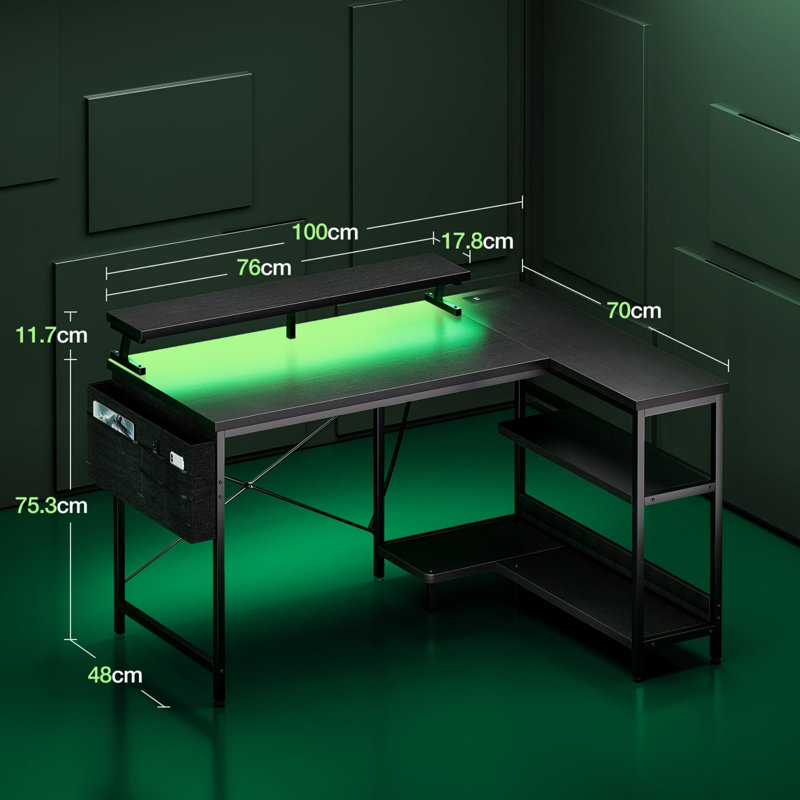 L-Shaped Metal Base Computer Desk
