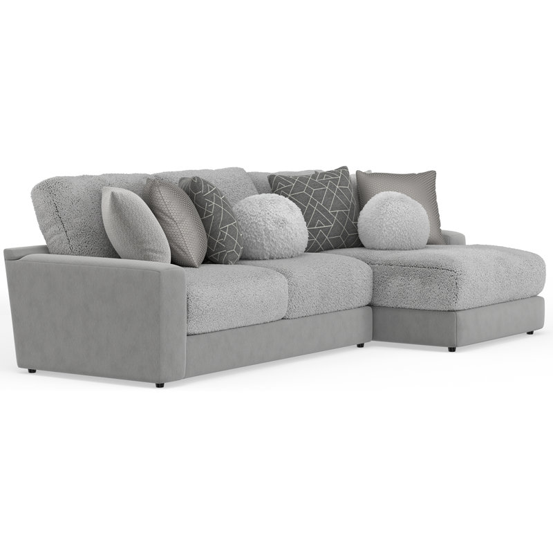 Méridienne 2 pièces avec coussins de siège Stafford et coussins décoratifs Stafford, Grey Polyester, Orienté à droite