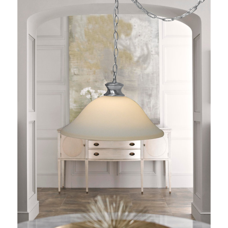 Luminaire suspendu 1 cloche pour une cloche Munch, Nickel brossé, Blanc laiteux