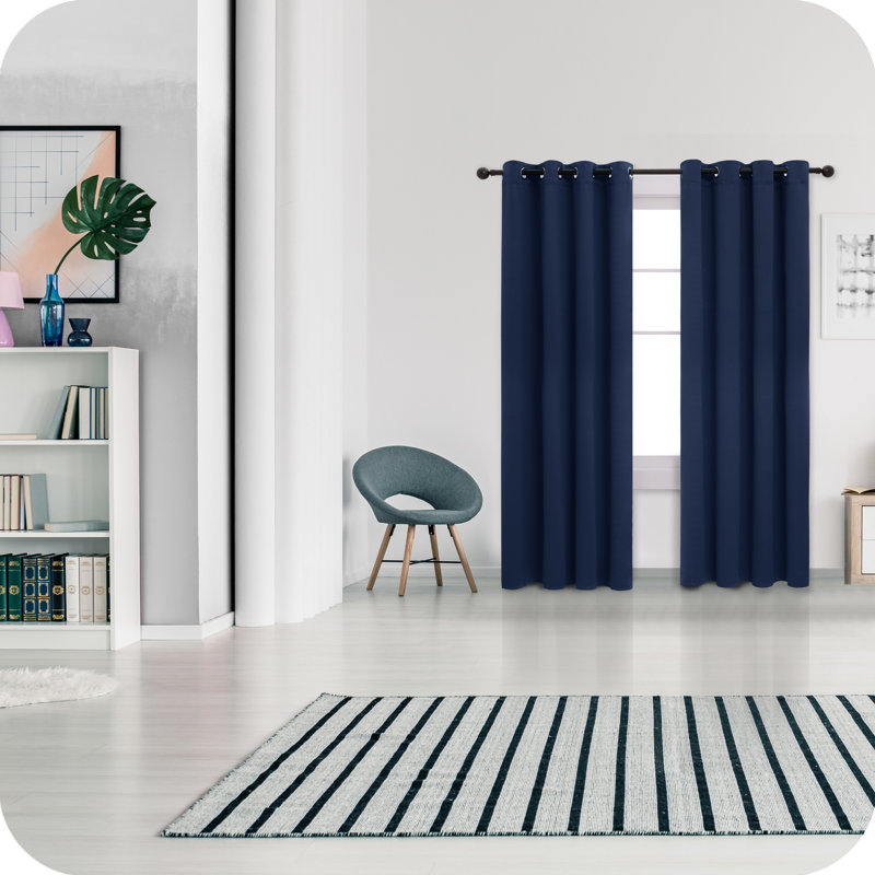 Prysilla Blackout Curtain Pair, Navy Blue, 52cm Width x 229cm Drop