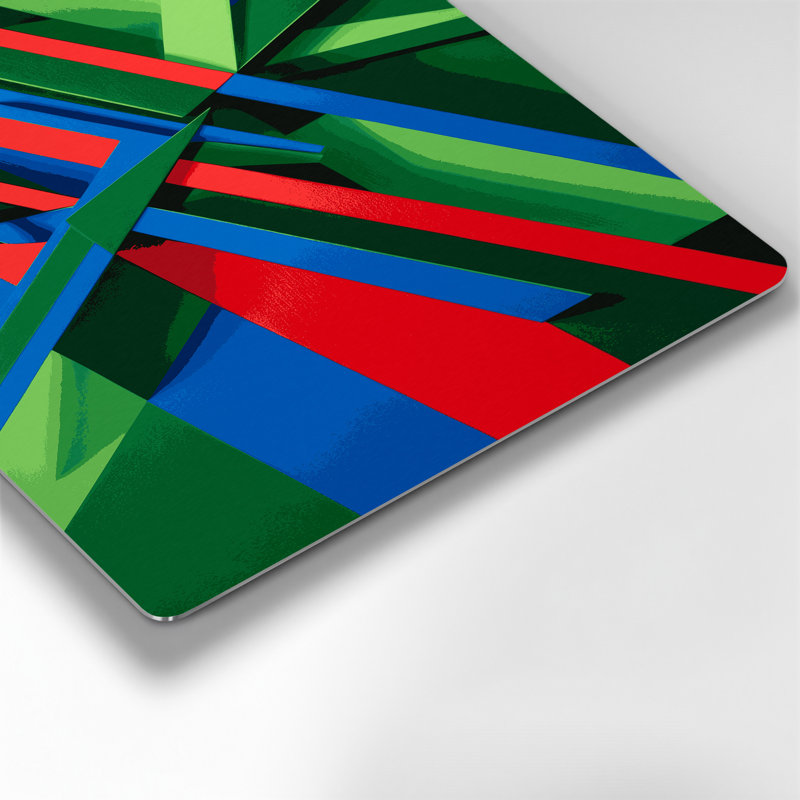 «Geometric Abstraction 19», art mural en métal vert, H 11 po x l 14 po