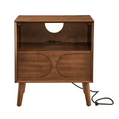 Table de chevet cannelée moderne Mid Century