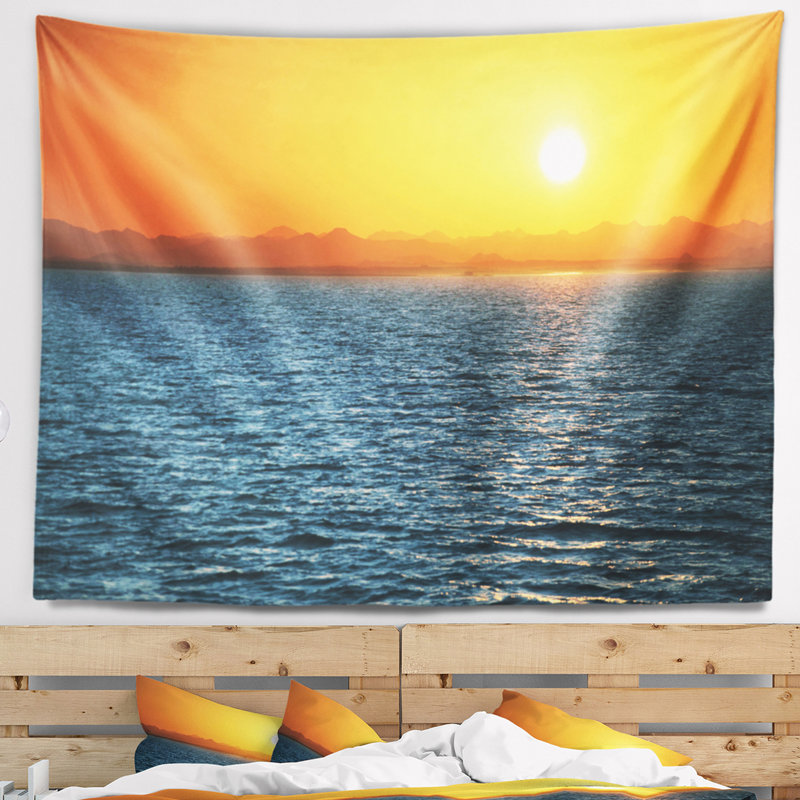 Tapisserie «Seashore Beautiful River View at Sunset», H 50 po x l 60 po