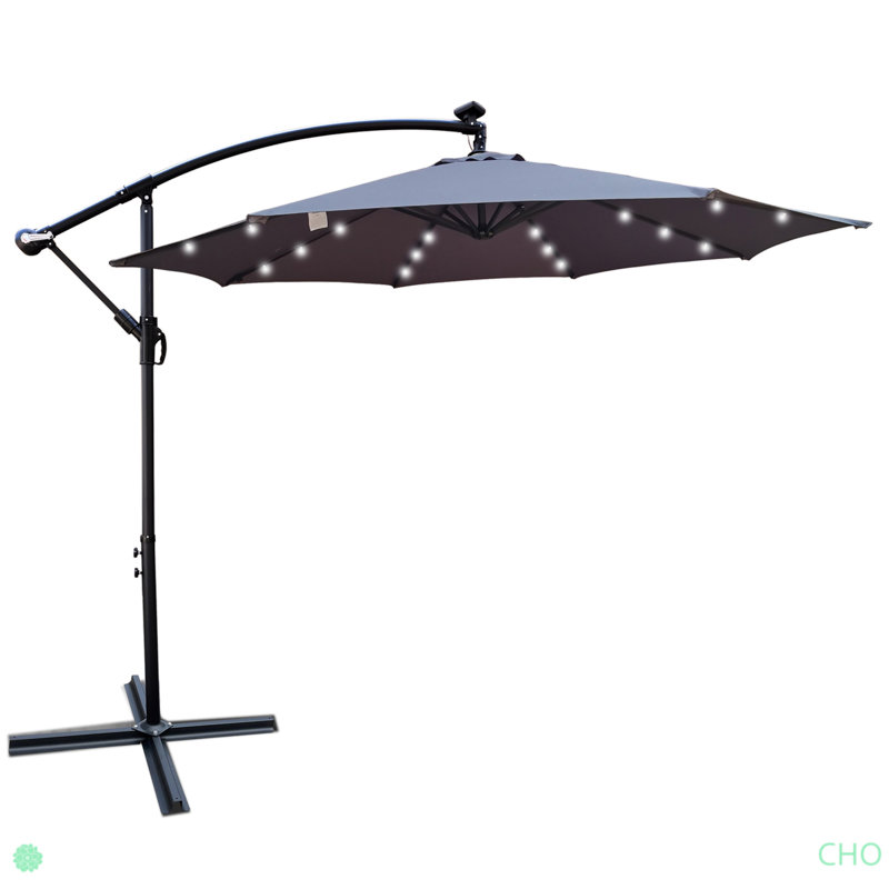 Parasol de terrasse à éclairage solaire à DEL 10 pi avec parasol et manivelle 10 pi avec parasol et manivelle pour terrasse de jardin