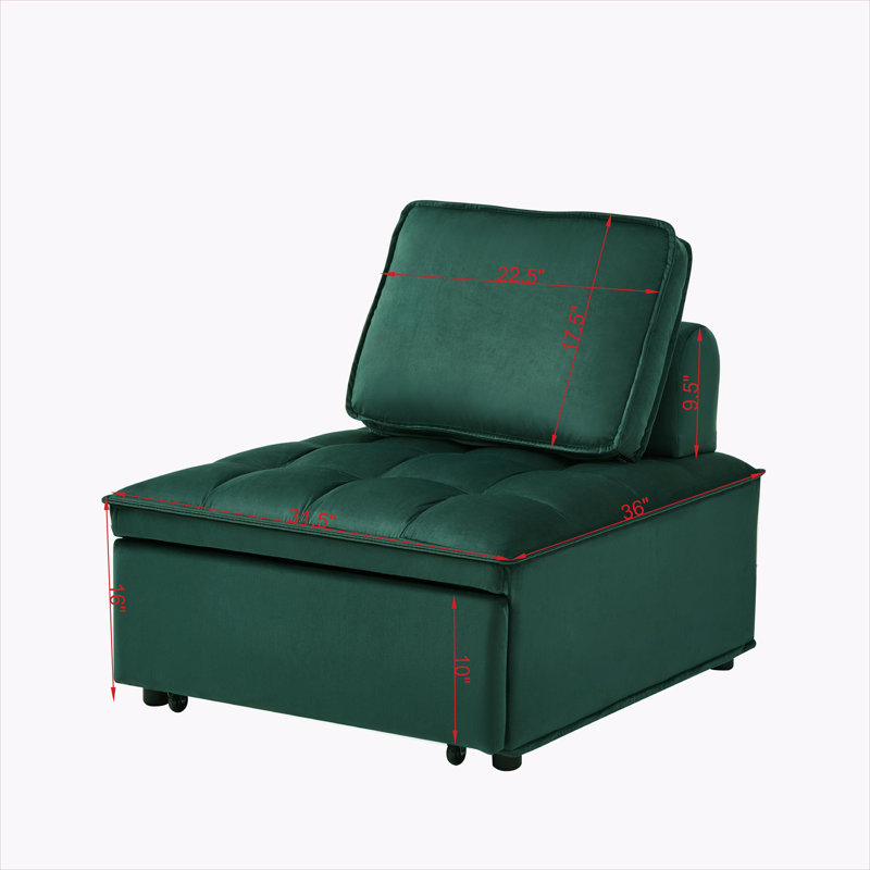 Convertible Sleeper Chair Bed, Green Velvet