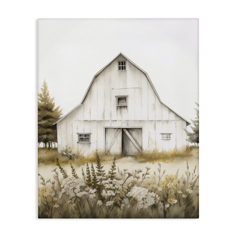 Art mural sur toile Blooming Country Barn Garden par Arlington Prints, H 48 po x l 36 po