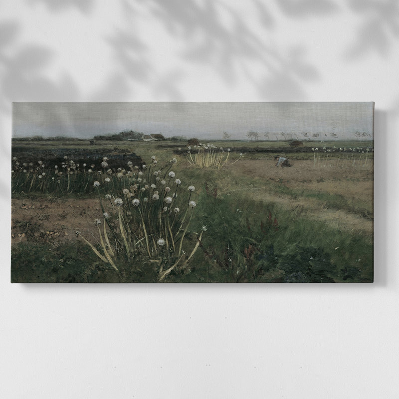 Série paysage - DCXVI - Toile tendue avec châssis encadré - Prêt à être accroché, H 21 po x l 41 po, Doré