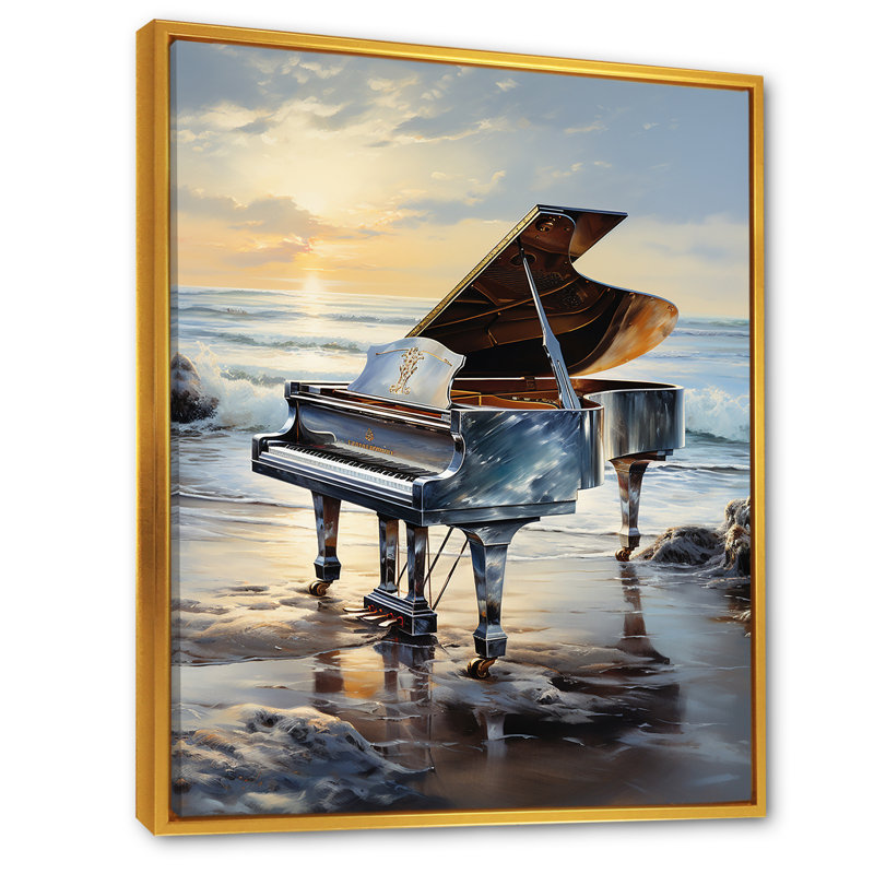 Piano Oceans Orchester, Cadre flottant doré, H 44 po x l 34 po x P 1,5 po