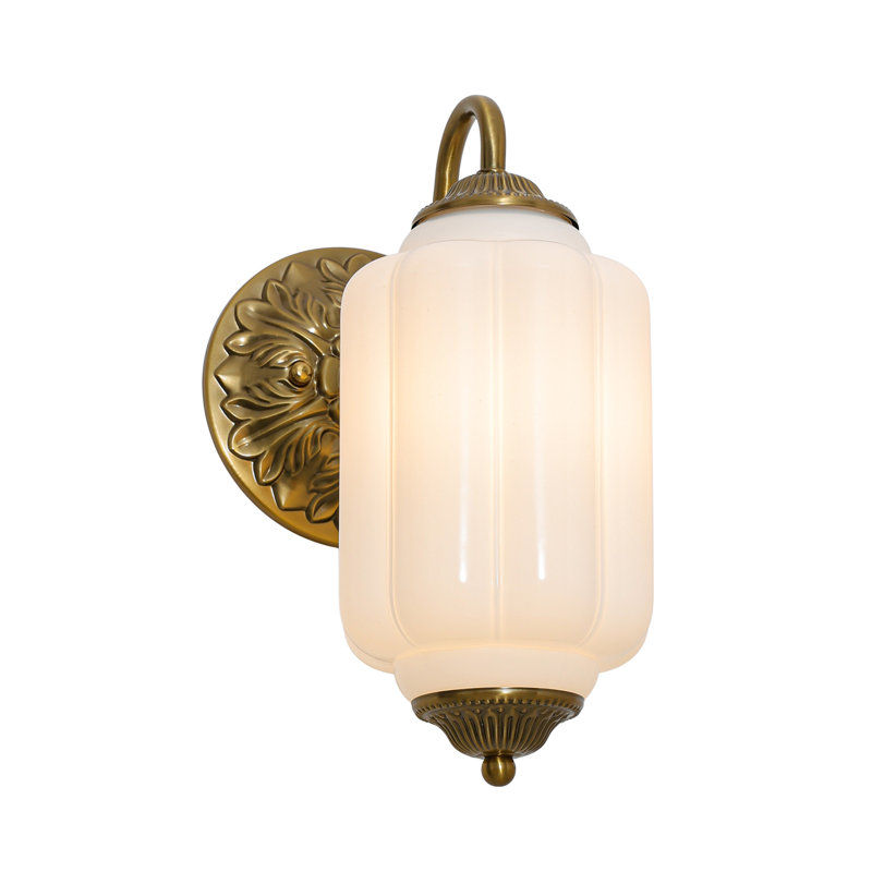 Buckminste 1 - Applique murale vintage légère en verre côtelé pour couloir, Crème
