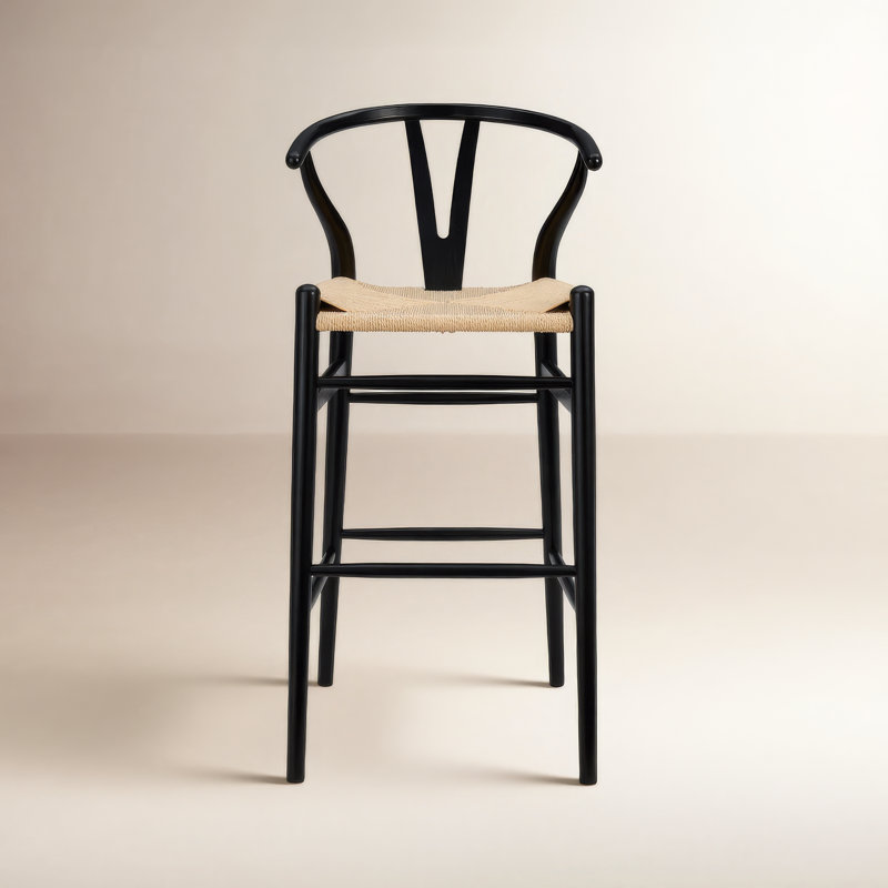 Fairbanks Solid Wood Bar/Counter Stool, Bar Stool (30.3" Seat Height), Black, Natural