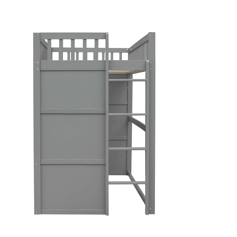 Lit mezzanine Abhir Kids, Gris / blanc, Lit simple