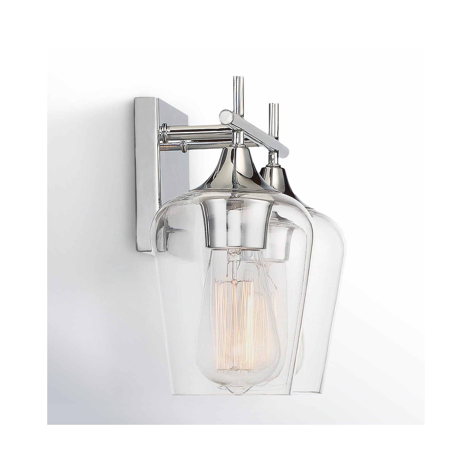 Breena 2 Light Transparent Dimmable Vanity Light, Satin Nickel