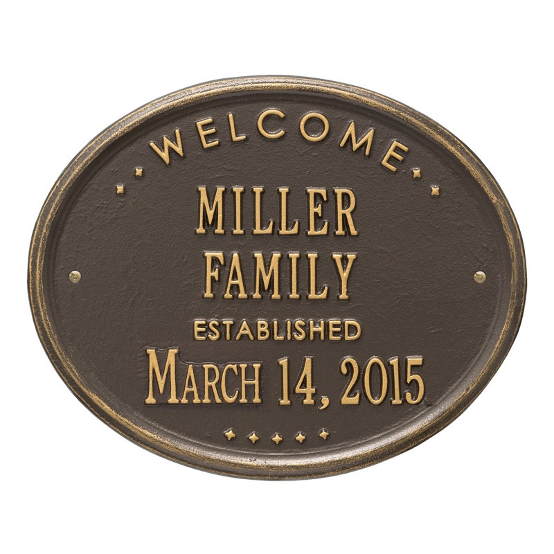 5-Line Wall Address Plaque, Bronze and Gold, Yes