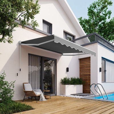 Latitude Run 250 cm W x 200 cm D Damask Fabric Retractable Patio Awning