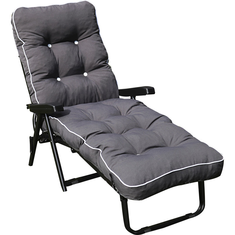 Keyser 95 cm Long Single Chaise with Cushions, Charcoal, Grey