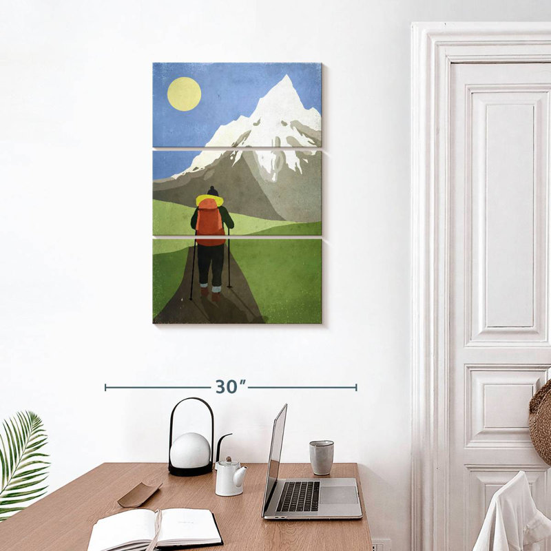 Senne Hiking To Snowcapped Mountain, 32" H x 20" W