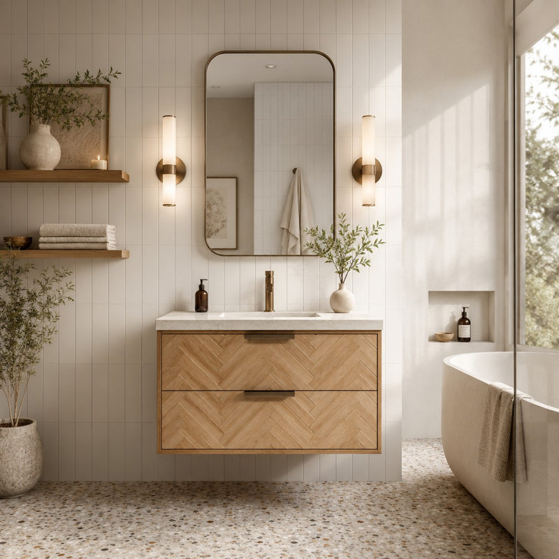 Carlsbad 36" Floating Bathroom Vanity Weathered Fir