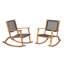 Ensemble de chaises berçantes 2 pièces en bois d'acacia et en osier brun foncé