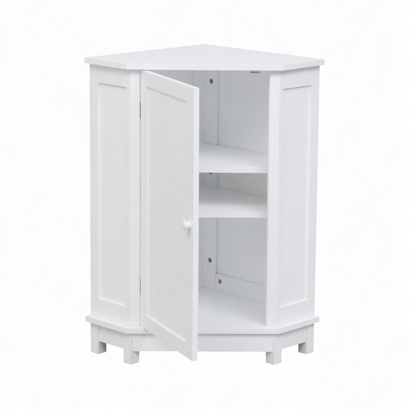 Armoire de salle de bain d'angle avec tablette réglable, Blanc