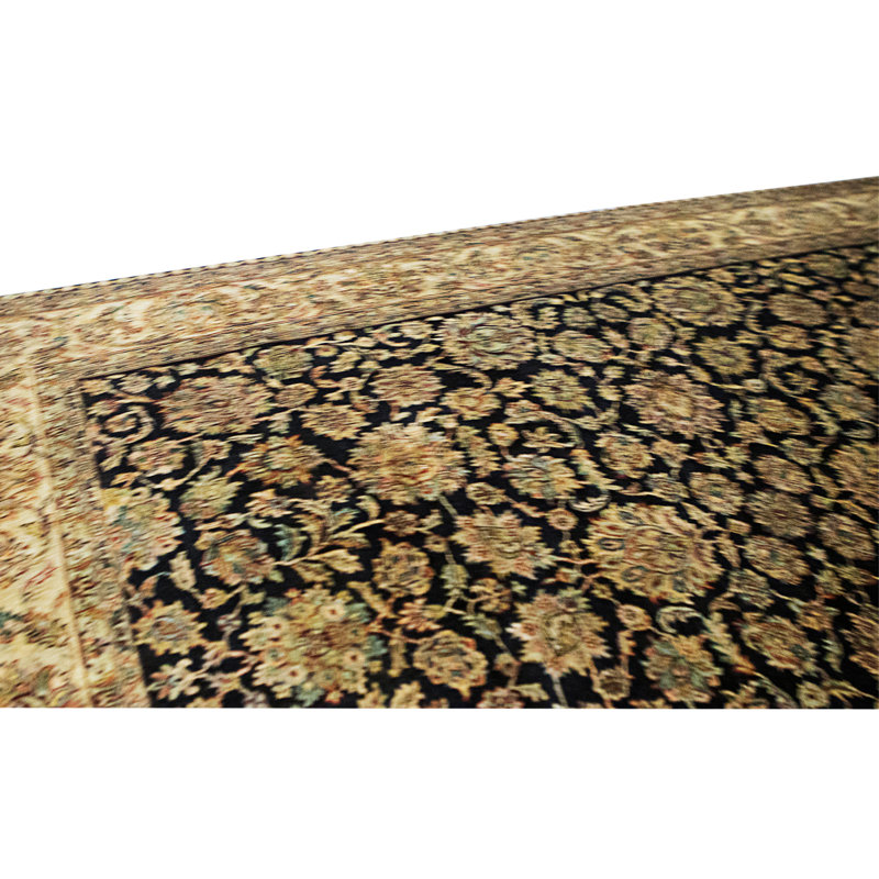 High-Quality Hand-Knotted Black And Gold Area Rug