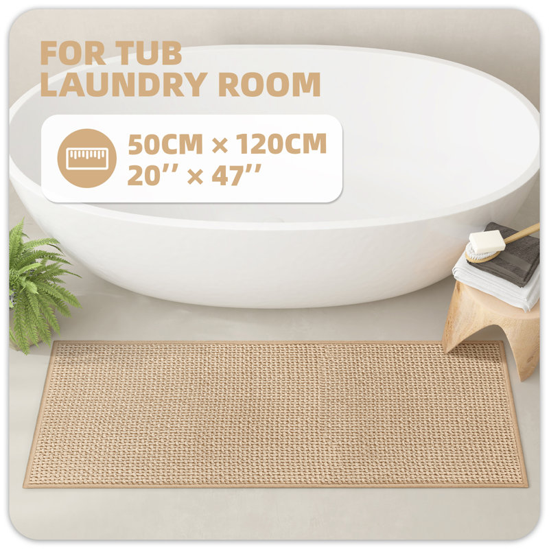 Idalee Bath Rug with Non-Slip Backing, Khaki, 20''W x 47''L