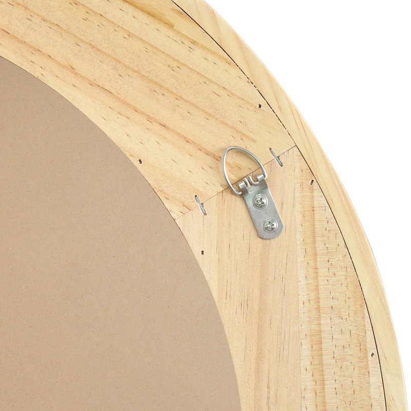 Miroir mural rond 30 po en rotin, 30 po x 30 po, Bois naturel
