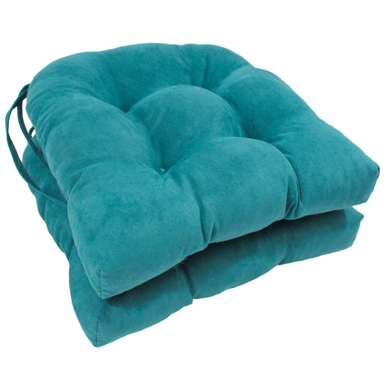Outdoor 3.5'' Dining Chair Seat Cushion, Aqua Blue