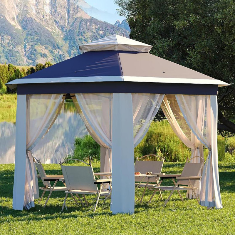 Tente de pavillon escamotable 13x13, Bleu