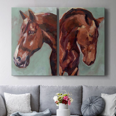 Peint par Number Horse I - Toile tendue avec châssis de qualité supérieure - Prêt à être accroché