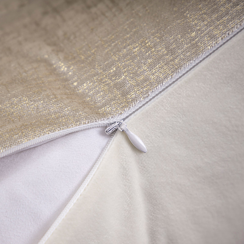 Beige Rectangular Velvet Throw Pillow Set with Zipper Closure