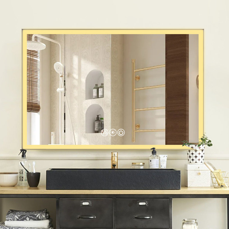 48*32in LED Framed Bathroom Vanity Mirror