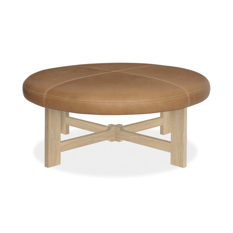 Repose-pieds rond en cuir véritable 46 po Nelson