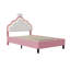 Velvet Crown Bed Frame with Pink Upholstery and Headboard-1826433687