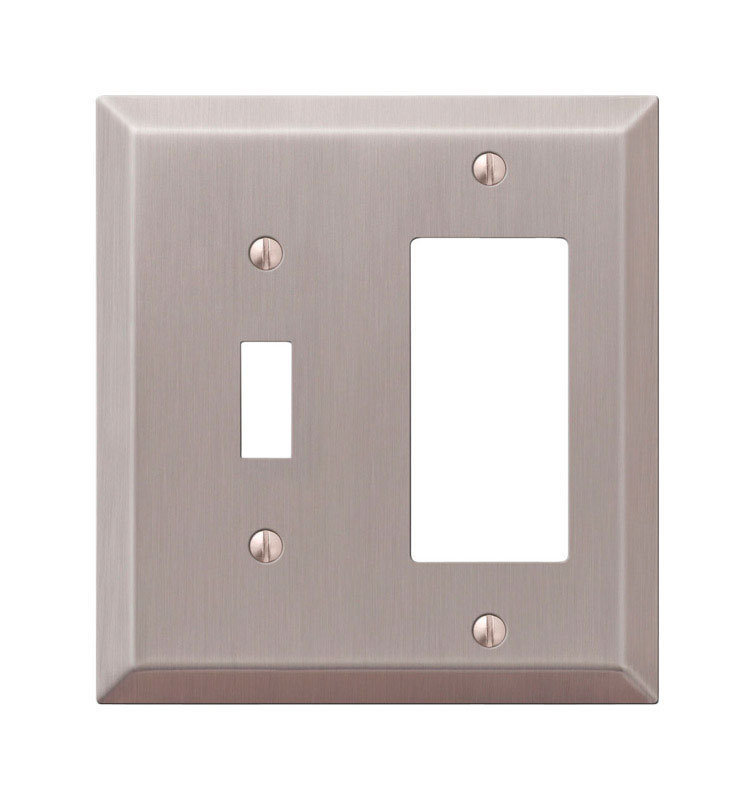 Amerelle Tindal Brushed Nickel 2 gang Metal Decorator/Toggle Wall Plate 1 pk, Brushed Nickel