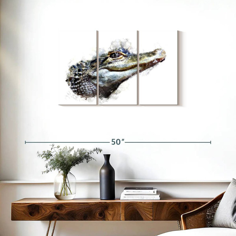 Tête de crocodile, H 20 po x l 33 po