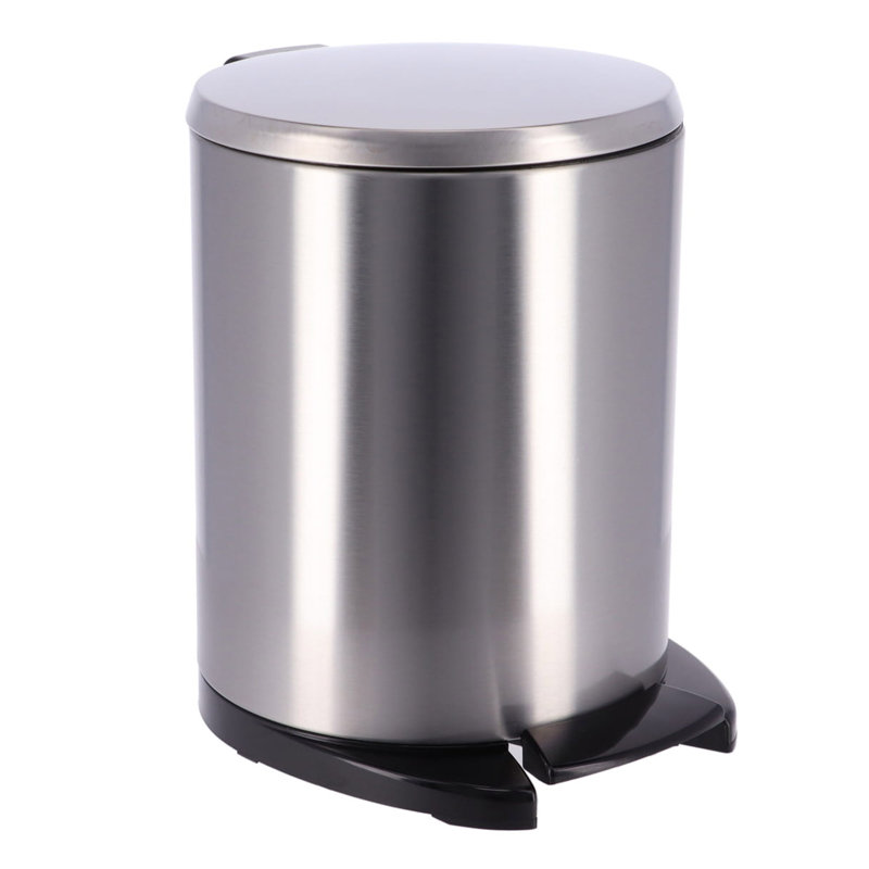 Steel 1.6 Gallon Step On Trash Can, Silver