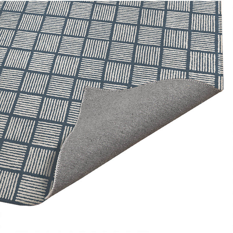 Tapis de cuisine léger antidérapant Tally Blocks, Bleu, Rectangulaire 3 pi x 5 pi