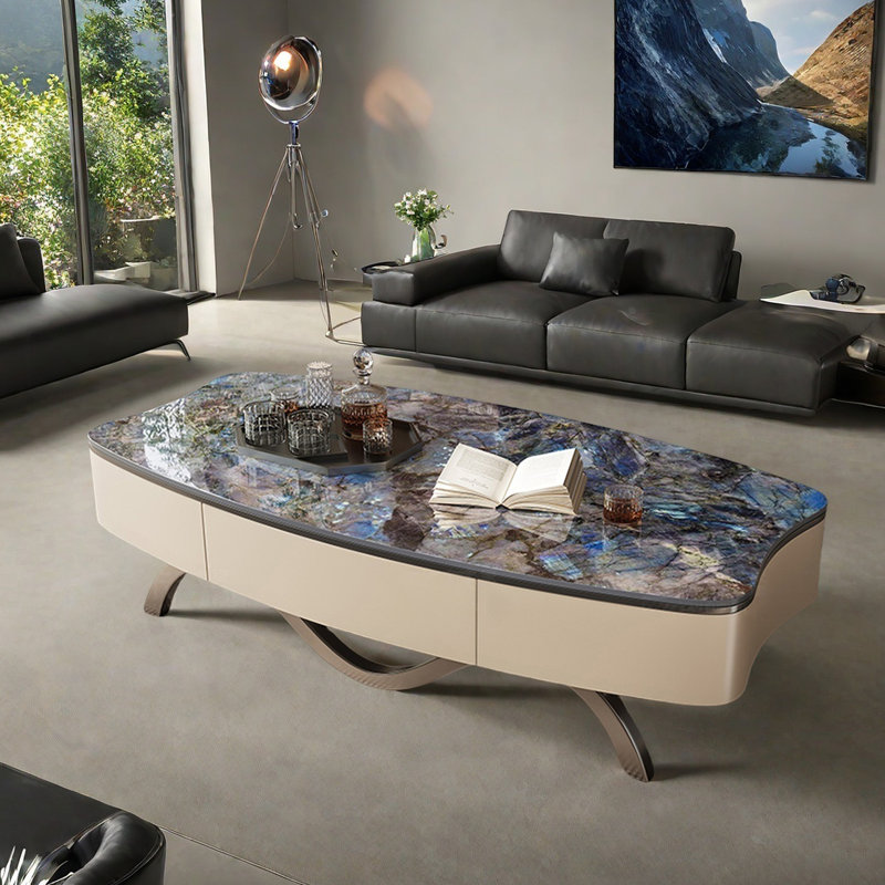 Table basse de style rock sur mesure Luxury-Style, H 17,7 po x L 51,2 po x l 27,6 po, Multi-couleur